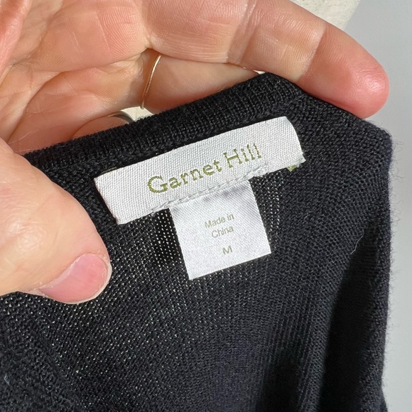 GARNET HILL Merino Wool Black Long Sleeve Dress Womens Medium - Picture 6 of 7